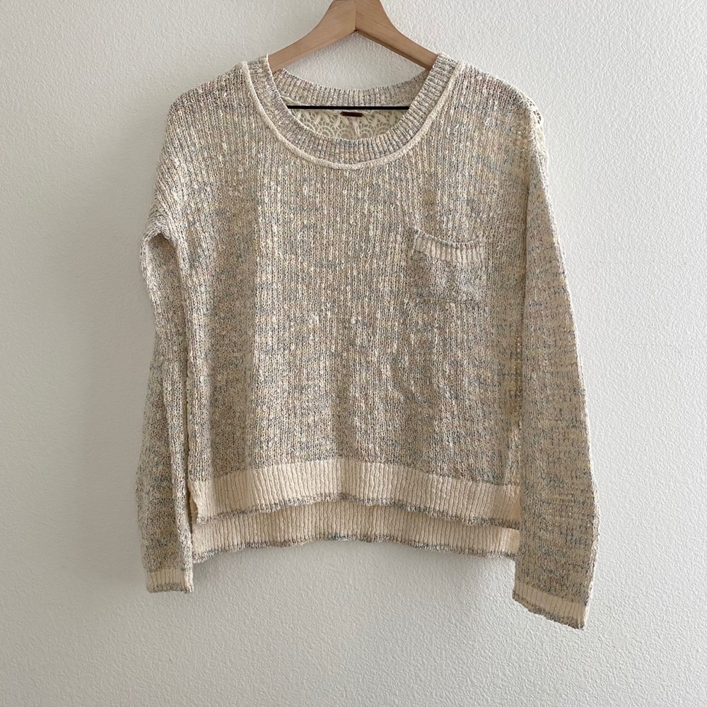 Free People Sweet Jane Crochet Lace Back Sweater